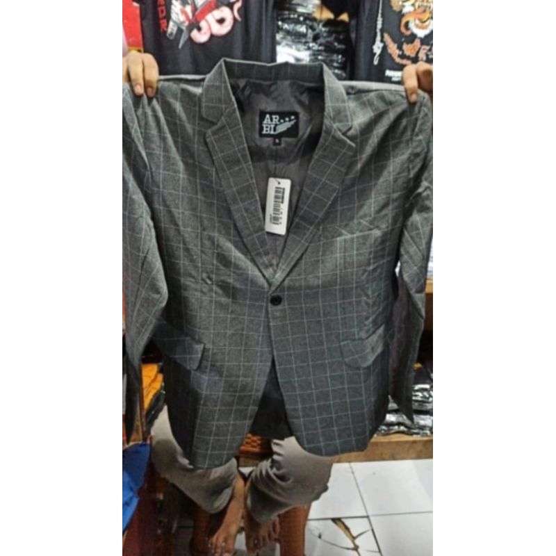 jas blezer Tartan kota model slim anak muda  kekinian  alah Korea