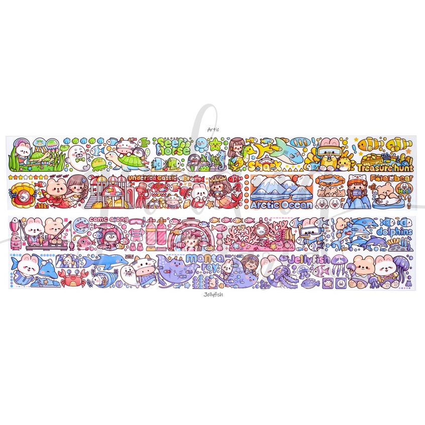 Stiker Washi Lembaran Ocean Series Sticker Panjang Unik DIY Scrapbook GH 303029