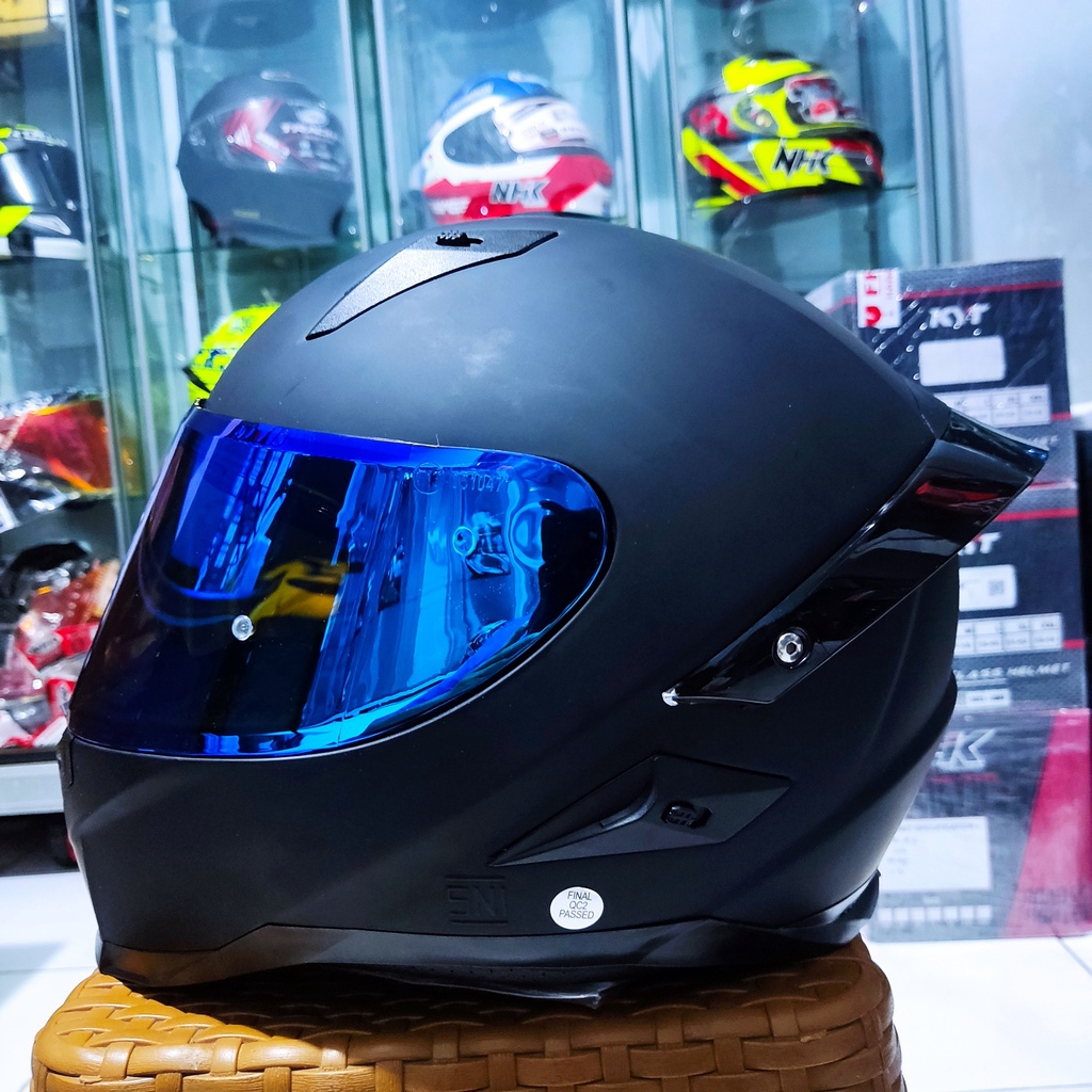 HELM SNAIL FFS1 SOLID BLACK DOFF FULL FACE VISOR IRIDIUM BLUE