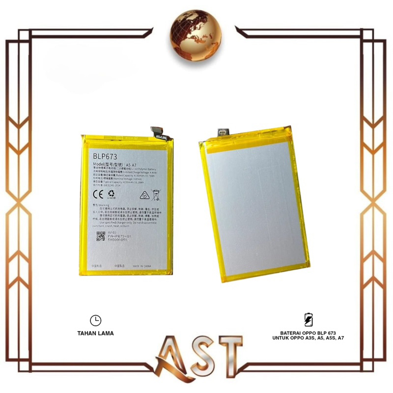 Baterai Oppo A3S BLP673 A5S / Realme C1 Tanam Bat BLP-673