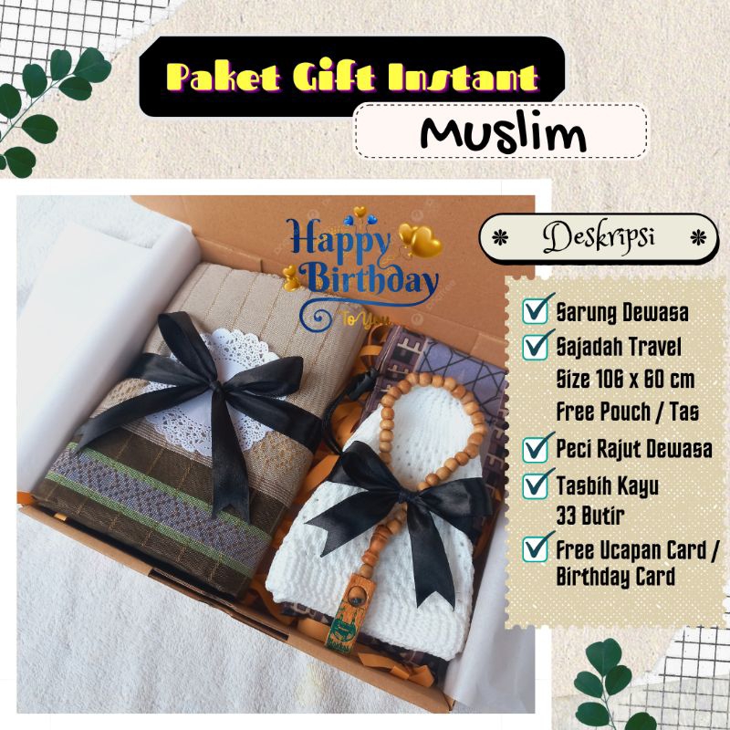 (Paket Sarung) Paket Kado Full Set Alat Sholat Giftbox Ulang Tahun Cowo Hampers Sarung Premium Sajadah Travel Peci Rajut Dewasa Tasbih Kayu 33butir Tasbih Digital Counter