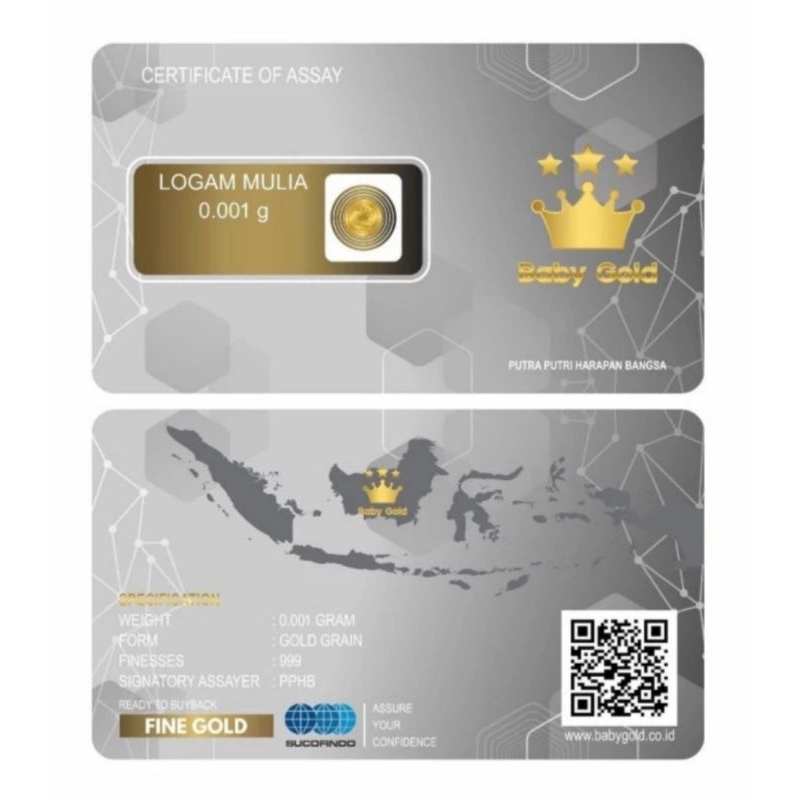 Logam mulia baby gold 0,001 gram emas 24 karat