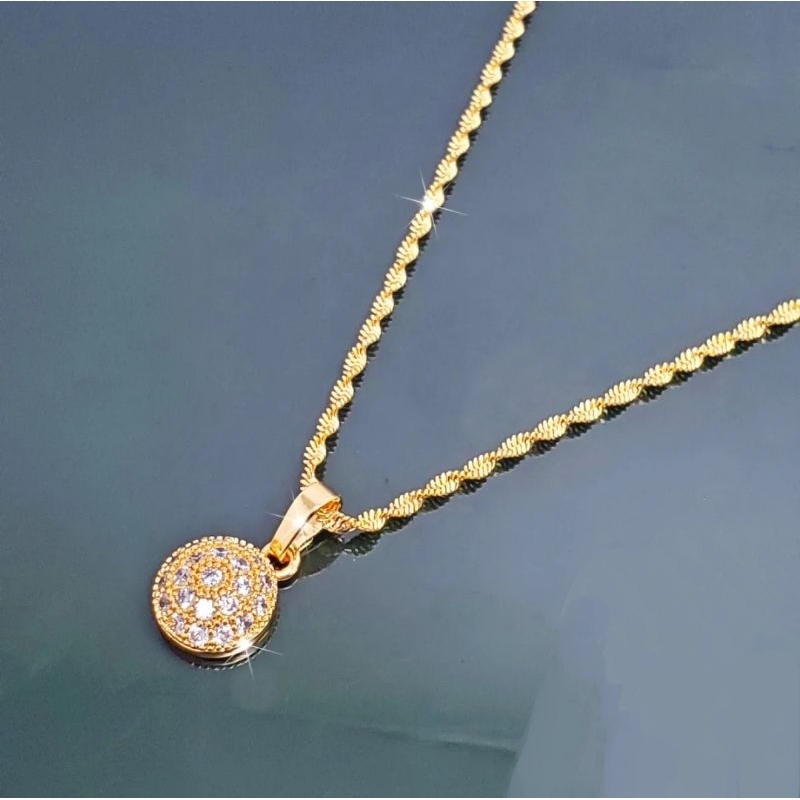 Kalung Melintir Liontin Setengah Bola Pasir Titanium