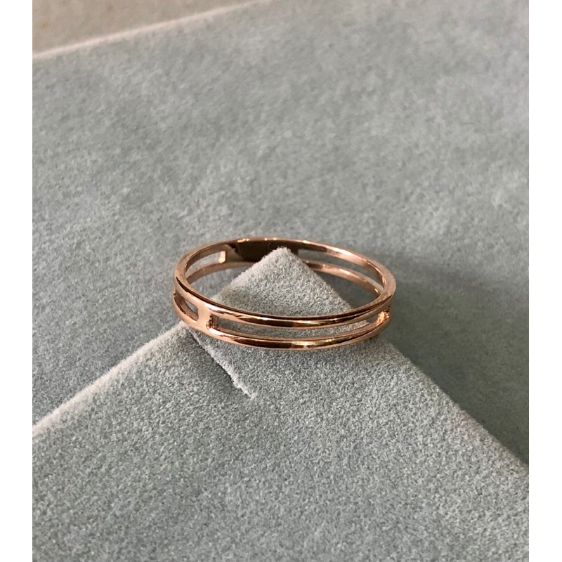 Cincin Two Strings Emas Asli kadar 750 17k