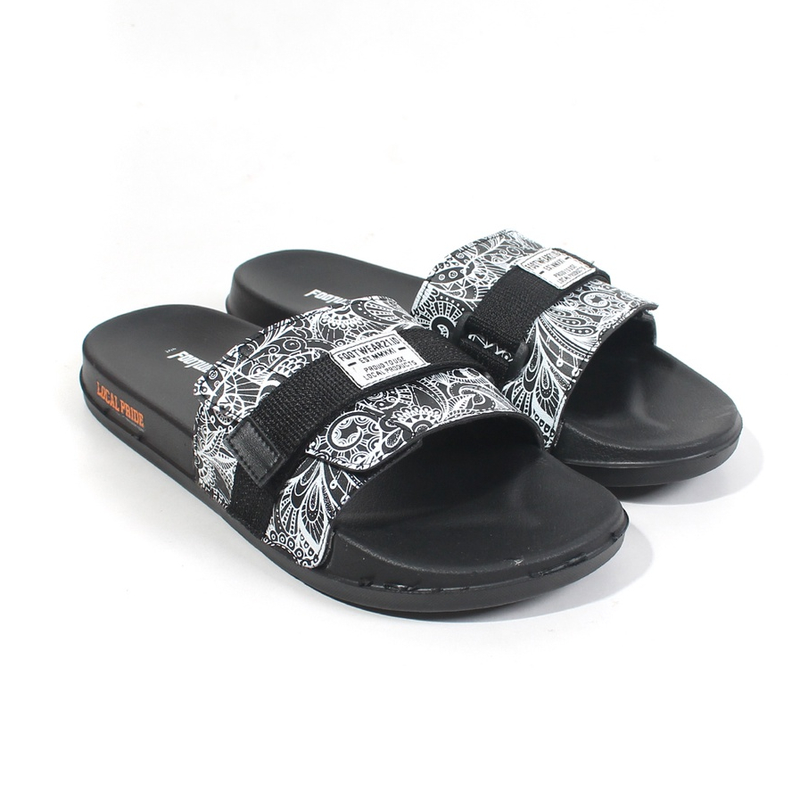 Footwear21.id - Veloz Black White | Slippers | Sandal Pria | Slide Slip on | Sendal Anti Licin Ringan Selop  | Sandal Murah