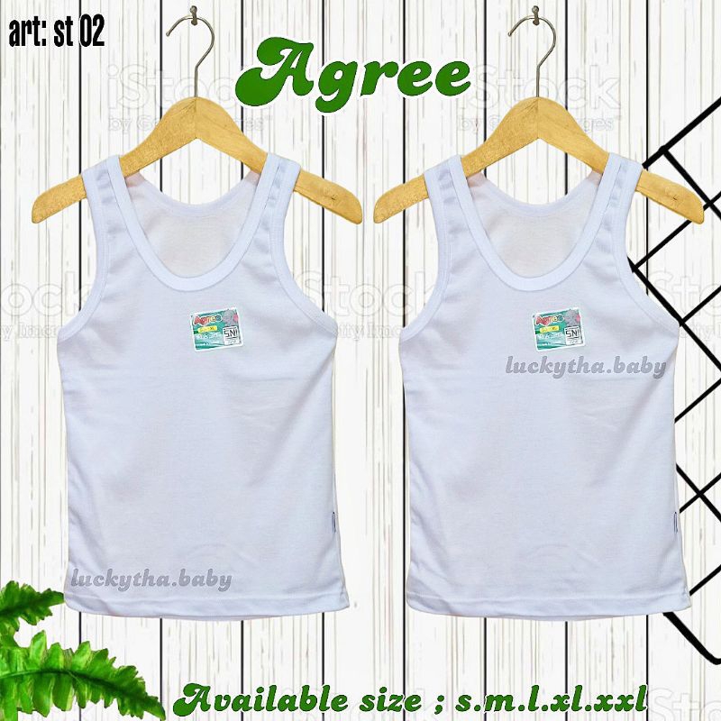 3pcs-  agree kids singlet kaos kutang anak 0-9 tahun agre St 02 / pakaian dalam anak agree laki-laki 0-9 tahun St 02
