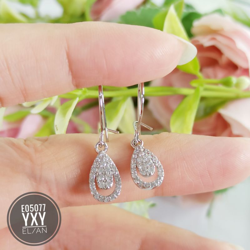 Anting yaxiya oval permata silver E05077