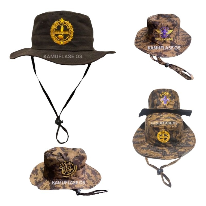 Topi Pramuka BORDIR Tunas Scout wosm dll. - TOPI RIMBA PRAMUKA SMA DEWASA