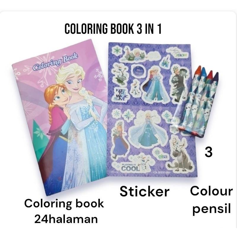 Frozen disney Coloring book set 3in1