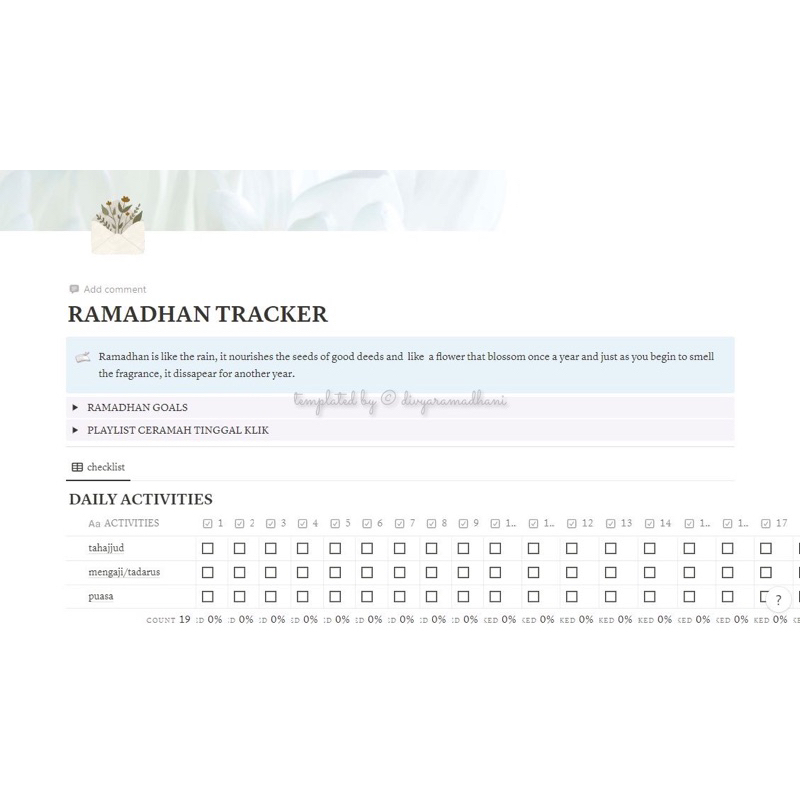 

TEMPLATE NOTION RAMADHAN PLANNER DIGITAL JOURNAL AGENDA RAMADHAN AESTHETIC LENGKAP MURAH