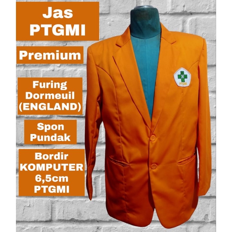 Jas PTGMI / Jas Terapis Gigi dan Mulut, warna ORANYE, premium, furing Dormeuil (England), Spon Punda