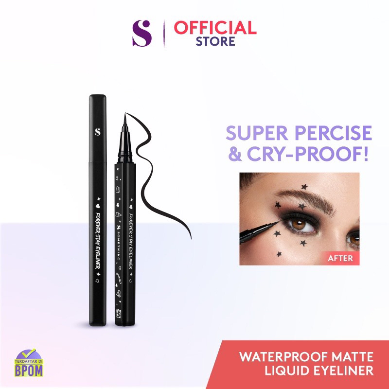 New Packaging BPOM Somethinc Forever Stay Waterproof Liquid Eyeliner Kajal Eye Liner Tahan Lama