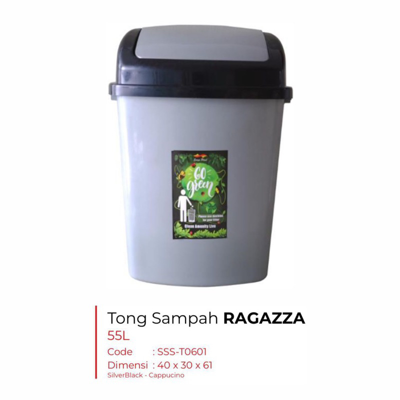 CLEARANCE SALE!  Tong Sampah RAGAZZA / Tempat Sampah tutup 55 liter