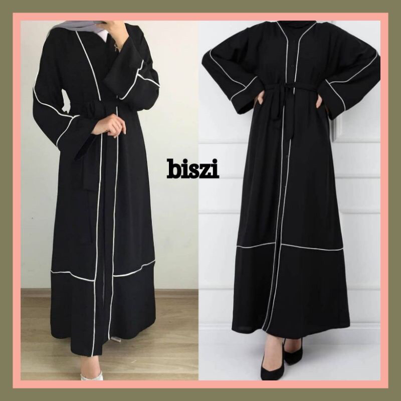 ABAYA BISZI RENDA PUTIH JETBLACK ABAYA HITAM GAMIS ARAB HITAM