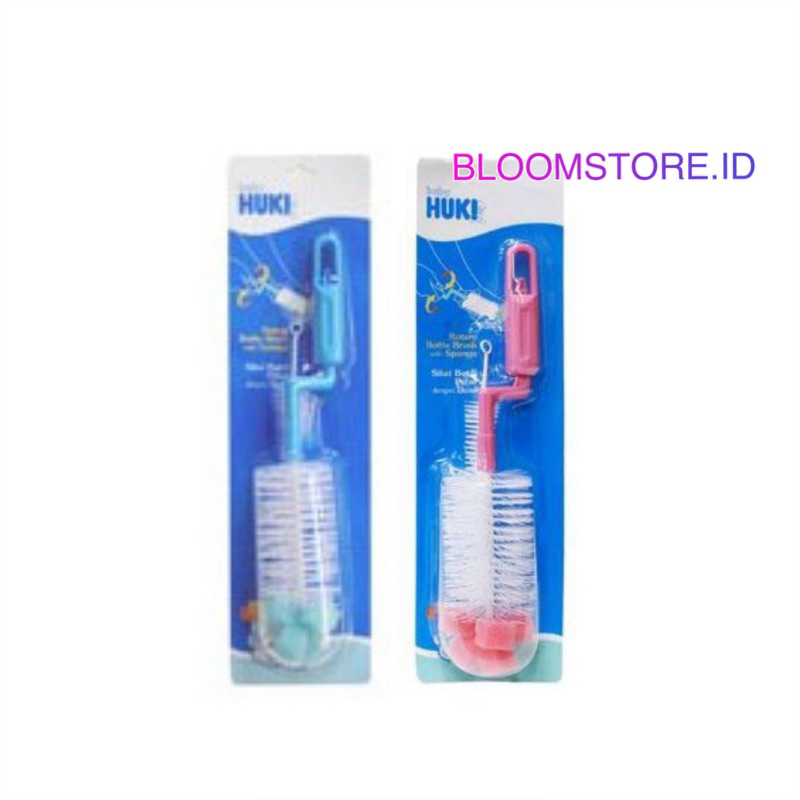 HUKI Baby Rotary Bottle and &amp; Nipple Brush with Sponge Sikat Botol Susu dan Dot Putar Dengan Busa Soft &amp; and Clean