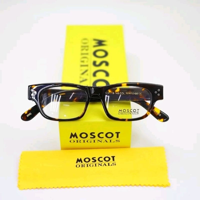 Kacamata Moscot Hyman tortoise glossy frame glasses