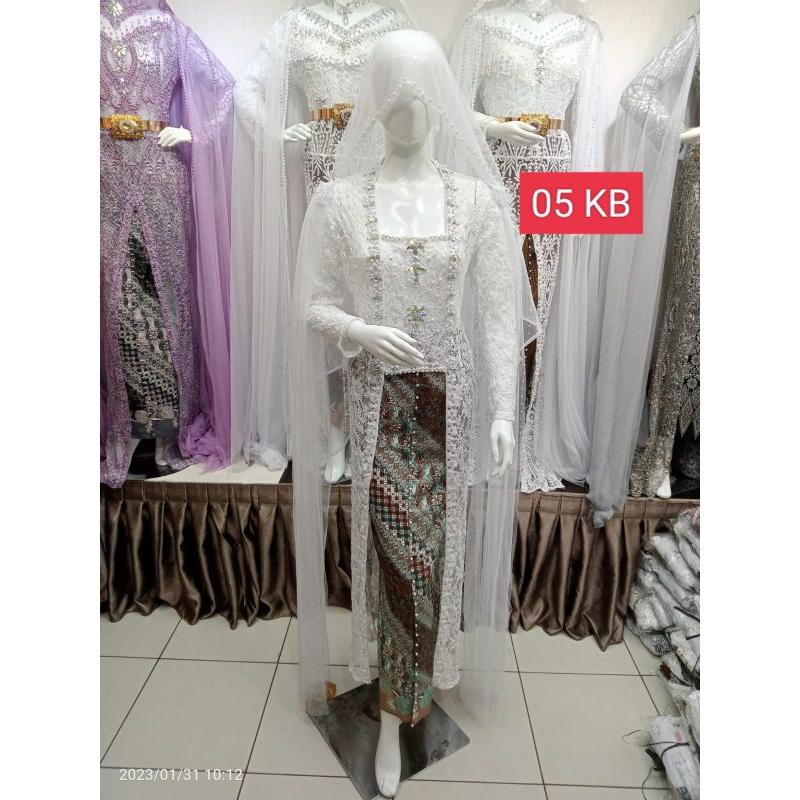 kebaya akad nikah warna full Payet sematakai satu set rok)