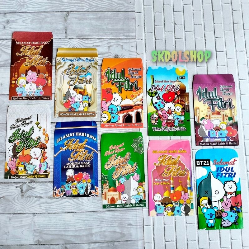 

100 lembar amplop lebaran ampau lebaran karakter bts/BT21 pergambar
