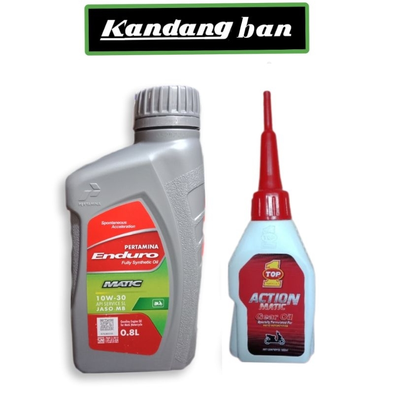 PAKET OLI ENDURO MATIC FULLY SYNTHETIC 10W-30 0.8L + OLI GEAR TOP 1 120 ML, UNTUK SEMUA MATIC, HONDA, YAMAHA, SUZUKI