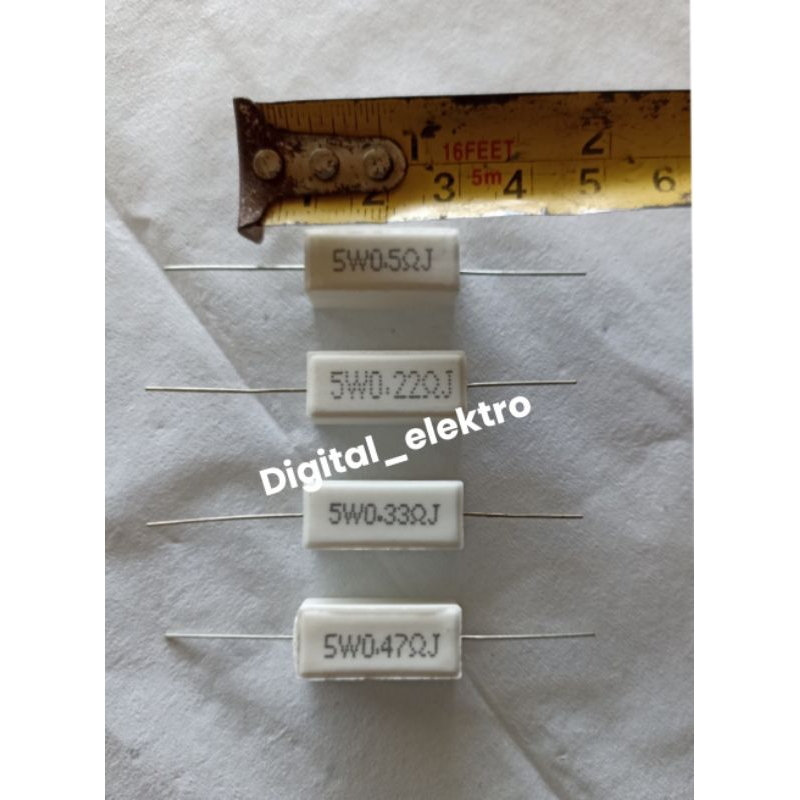 Resistor Kapur 5Watt 0,22 ohm Resistor Kapur 5Watt 0,33 ohm 0,47 ohm 0,5 ohm R5W 0,22 ohm