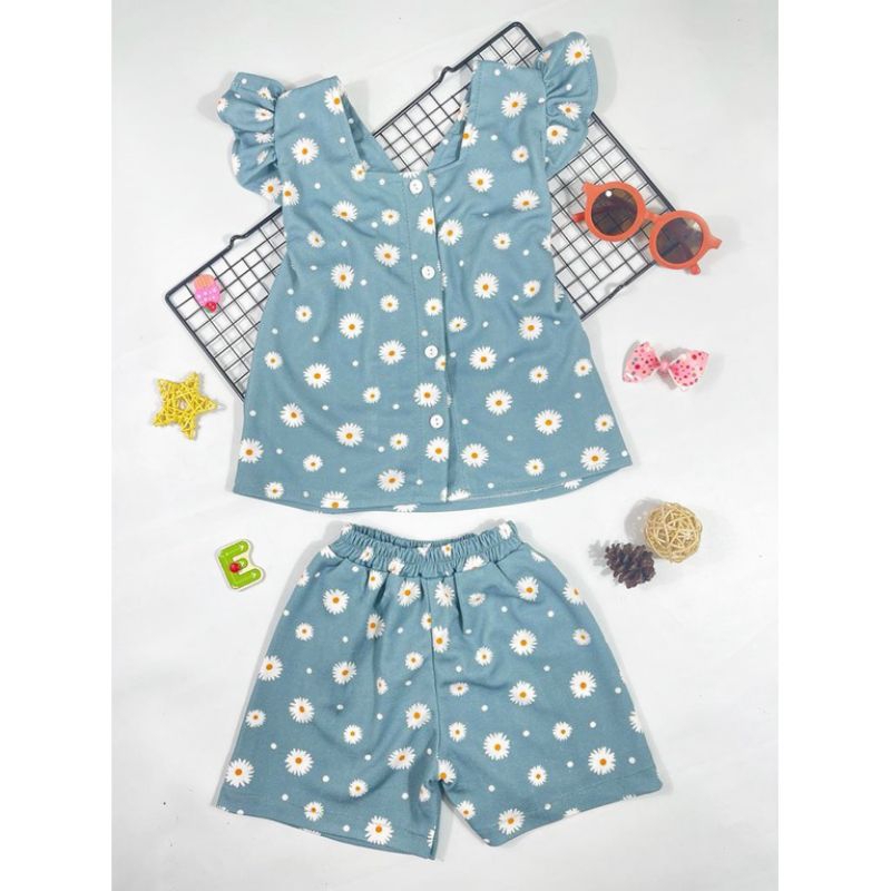 SETELAN BAJU ANAK PEREMPUAN/SETELAN MOTIF BUNGA DAISY