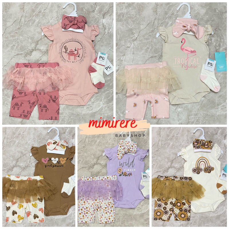 4in1 set Jumpsuit Legging Tutu Cotton Rib | Jumper Set Bayi PL Baby Mimirere