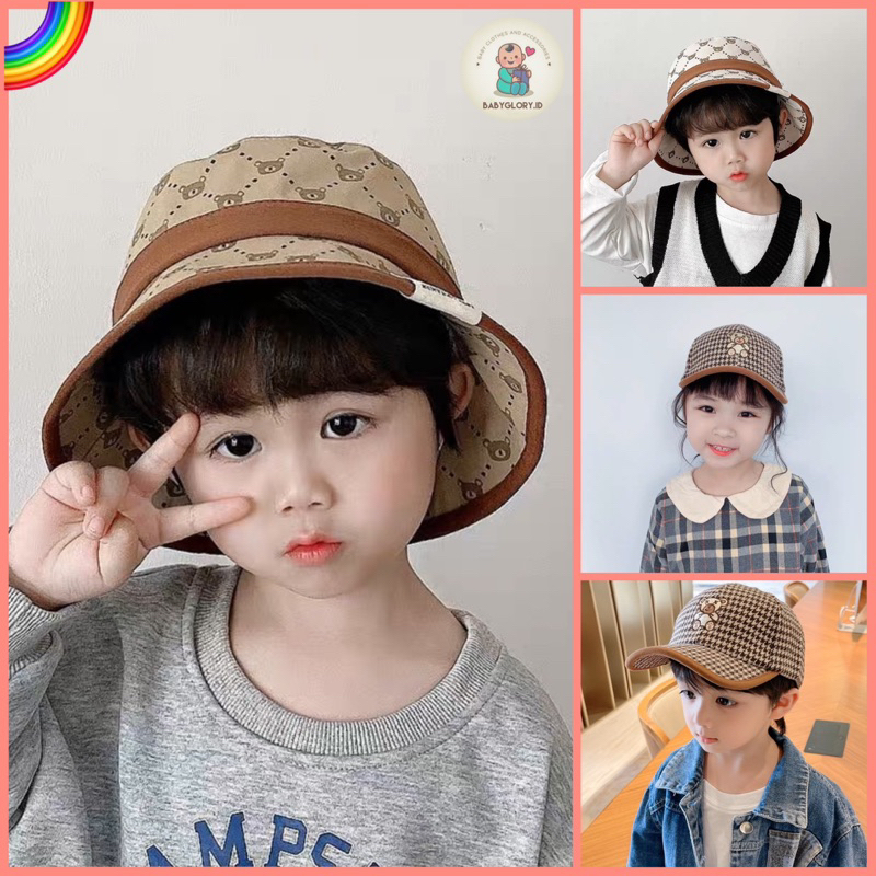 Topi Baseball Bucket Anak Laki Laki Anak Perempuan Import Model Bear