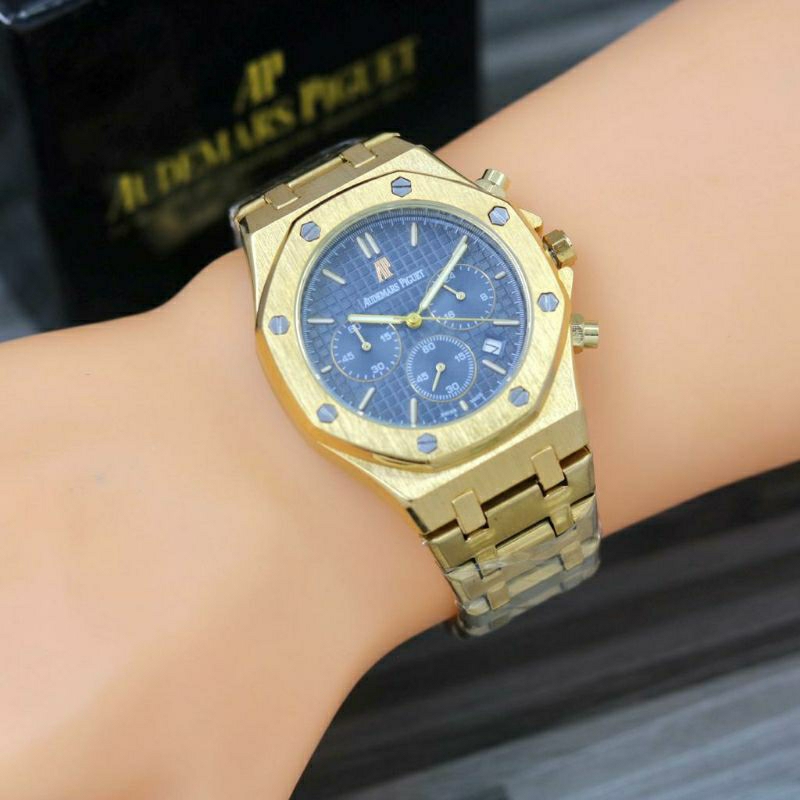 AP CHRONOGRAPH AKTIF JAM TANGAN AUDEM45 P1GUET TERBARU RANTAI STAINLISS PRIA FREE BOX