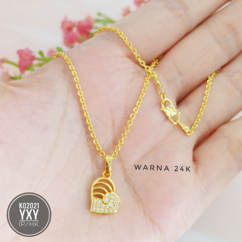 Kalung yaxiya love zircon warna 24k K02021