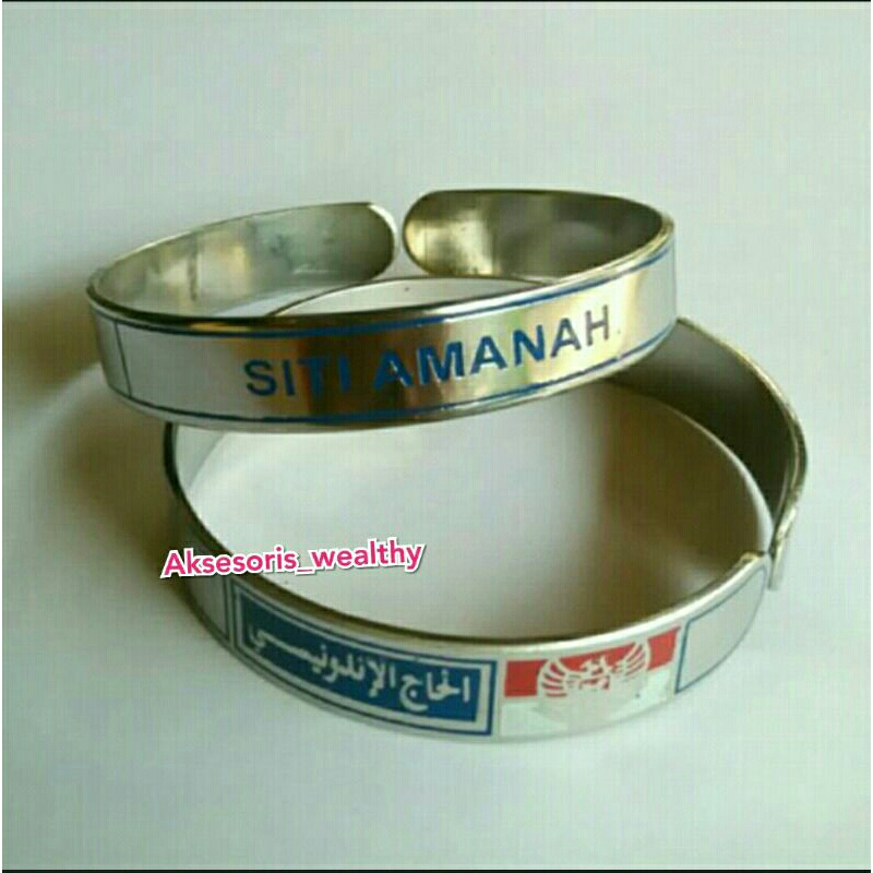 Gelang Haji MONEL ASLI / gelang plat nama identitas Haji / gelang wanita / gelang pria