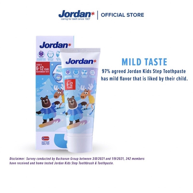 Jordan Kids Toothpaste Step 1 &amp; Step 2 with Flouride Odol Pasta Gigi Bayi dan Anak