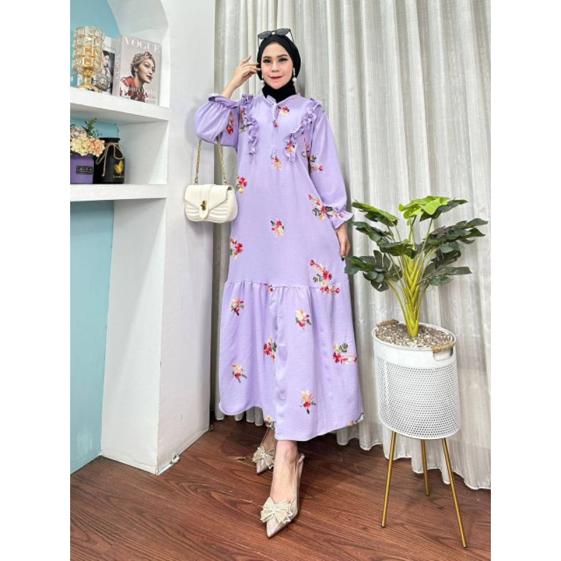 Gamis crincle pampam pompom