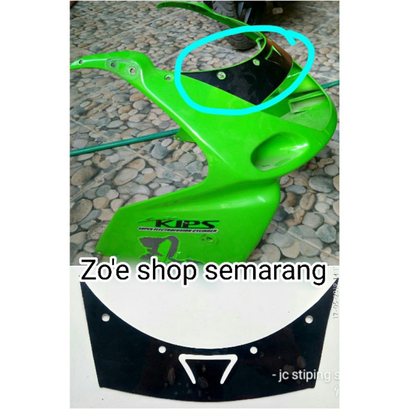 sticker fairing lampu ninja rr old hitam doff