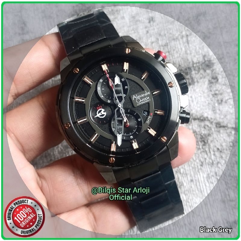 New Alexandre Christie Pria Ac 6530 Mc Tali Rantai Hitam Original