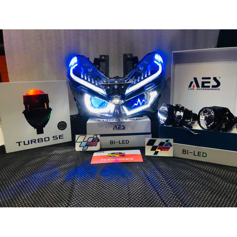 CUSTOM PROJIE BILED AES TURBO SE VARIO 125/150 all new FULLSET HEADLAMP SAKLAR VIXION PNP