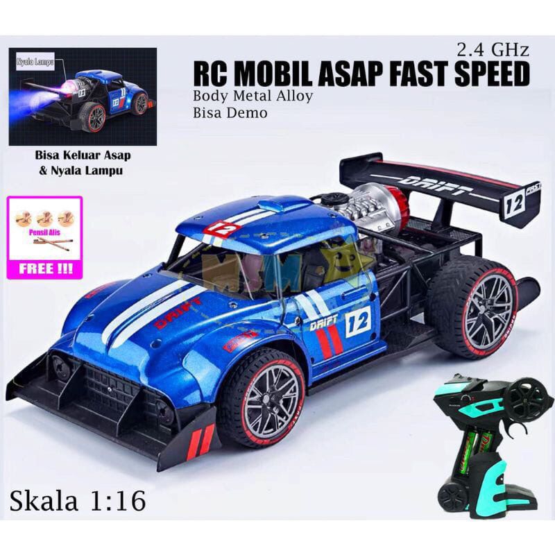 Mainan Mobil Remot RC Metal Racing 2.4Ghz Keluar Asap Knalpot / Mobil remot control 930-9A