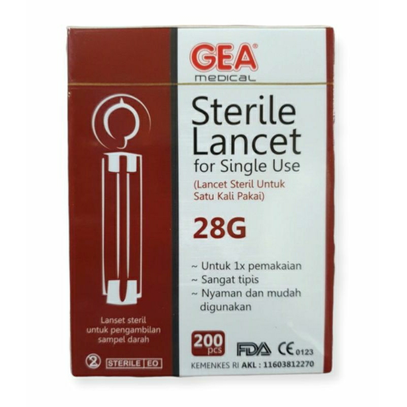 Lancet gea 200's / lancet gea isi 200 / lancet cek gula / lancet gea