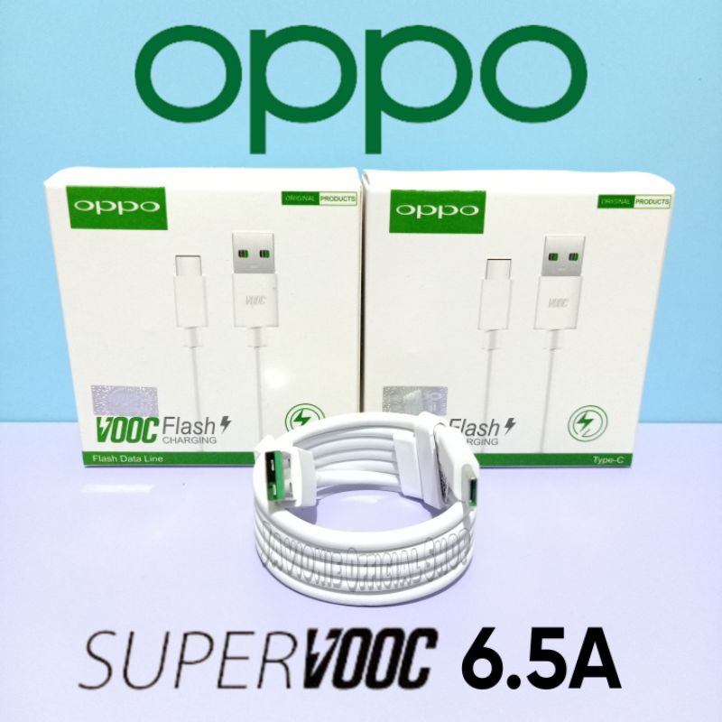 Kabel Data Charger Casan Cas OPPO Reno 1 2 3 4 5 6 7 8 8T 7z 8z Pro 4G 5G ORI Super VOOC TYPE C 6.5A Flash Charge