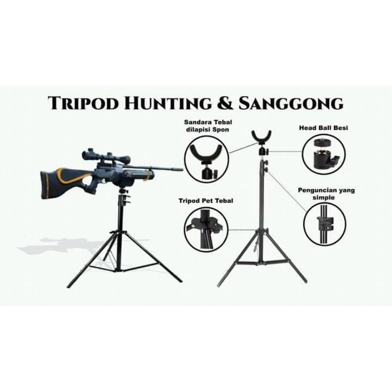 Bipot Portable Panjang 1.3cm Tripot Dudukan PCP UKLIK