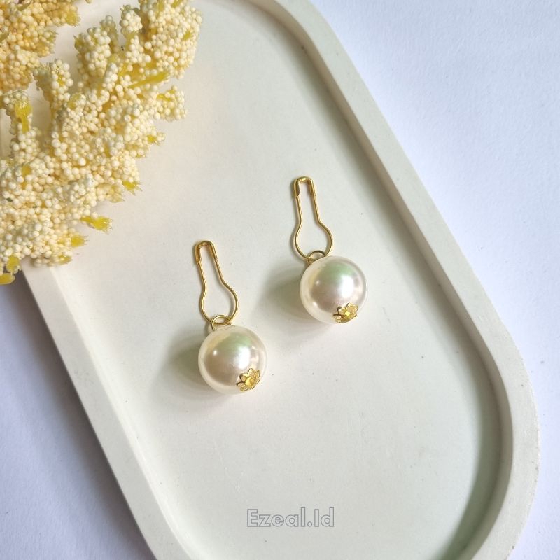 Anting Hijab Pearl Mutiara Bulat Panjang Juntai Ala Korea Style aksesoris Hijab Kerudung Wanita Keki