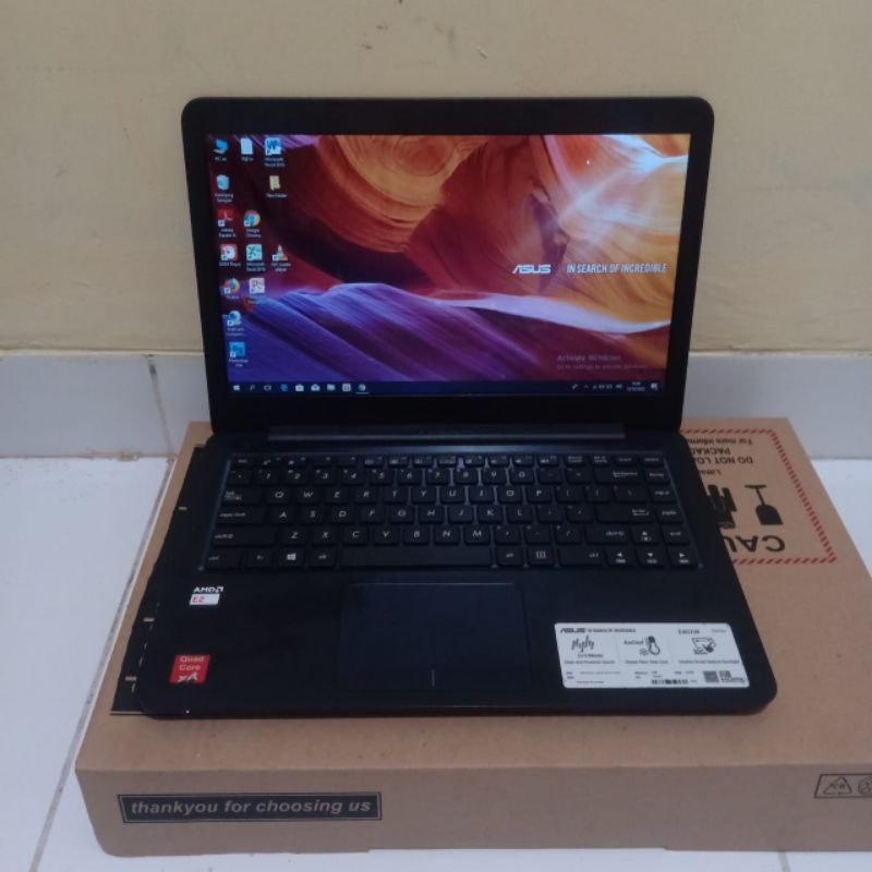 Laptop Asus E402WA/E402YA, Amd E2-6110, Amd Radeon R2 Graphics, Ram 4 SSD 128Gb Seri Baru, Super Sli