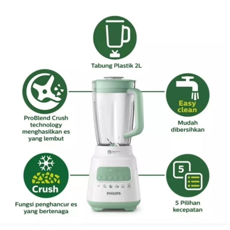 BLENDER PHILIPS HR2223 / HR 2223 / HR2221 / HR 2221 PLASTIK 2L GARANSI RESMI