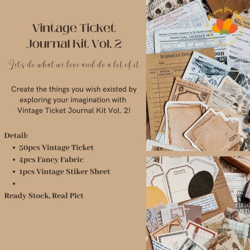 

Bloomingyourdays 50+ Vintage ticket journal kit Scrapbook