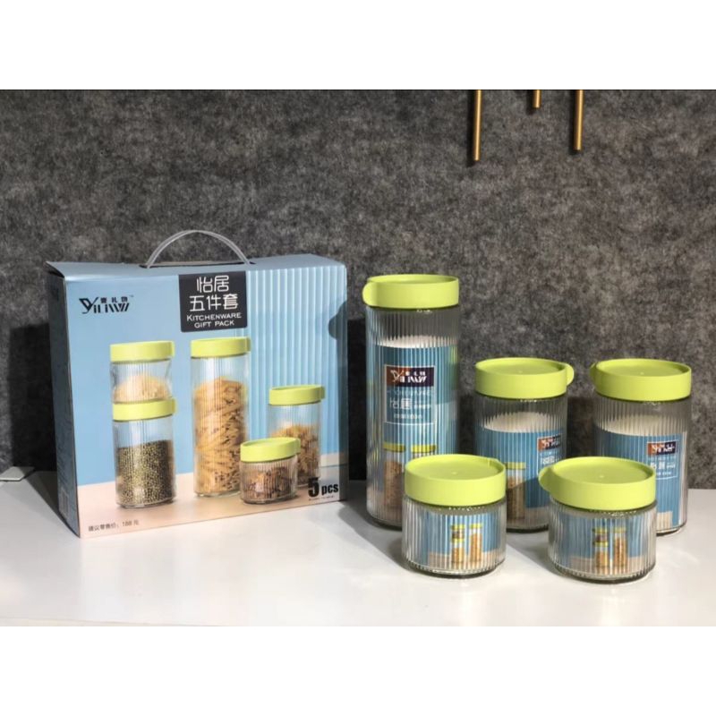 Toples Kaca Set Garis Vertikal