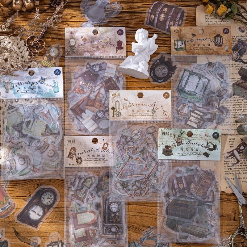 

Stiker PET transparan Gaya Klasik Journaling