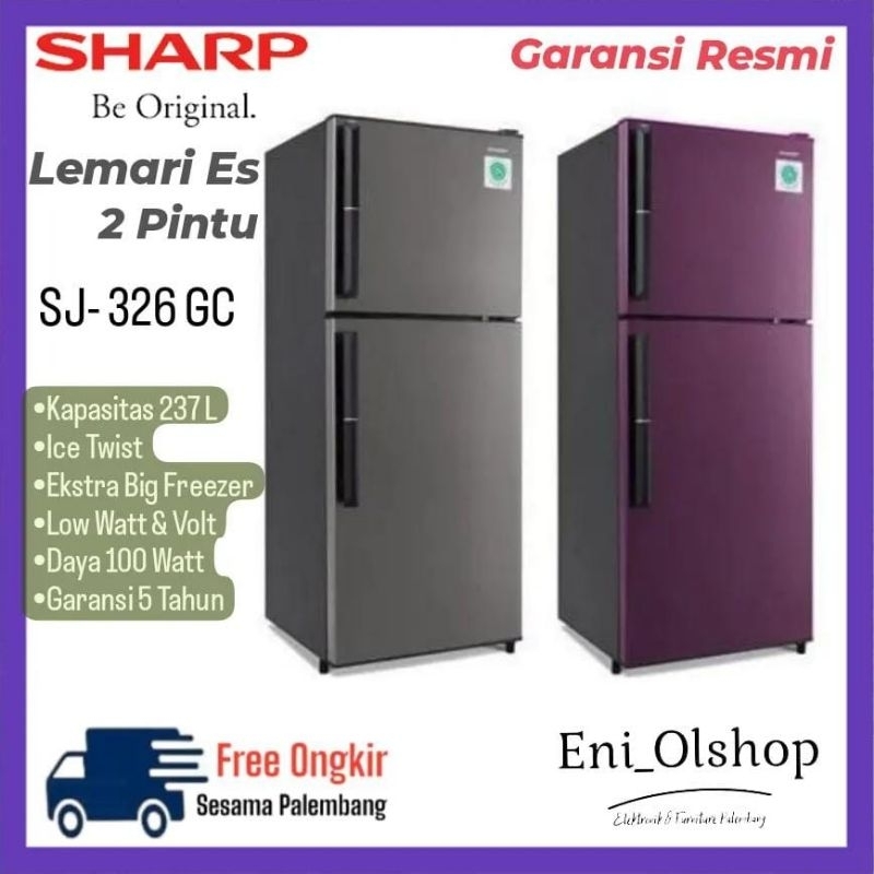 KULKAS 2 PINTU SHARP SJ-326 GC, 237 Liter, SJ326GC, Lemari Es SJ-326GC Palembang