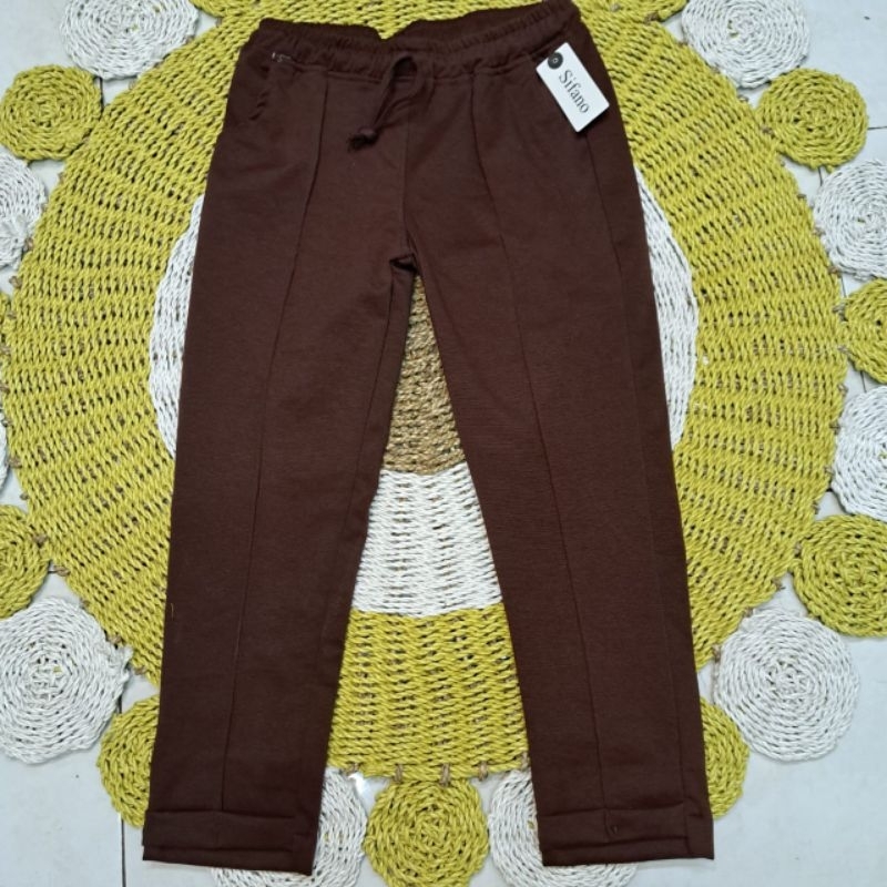 Celana jumbo wanita baggy pants pinggang karet rip melar celana panjang