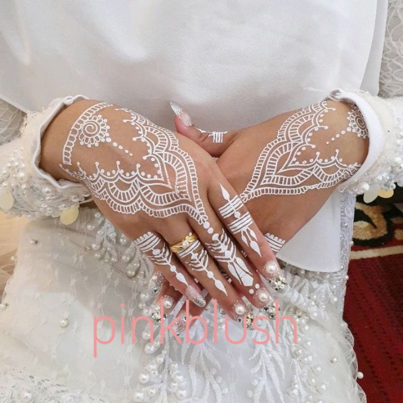 1 Lembar Tatto White Henna/Temporary Henna Tatto/Henna Tempel/Instant Henna/Red Henna Tatto/Henna Pengantin