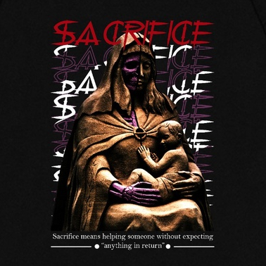 Ribsgold Kaos Oversize Graphic Pria - Sacrifice