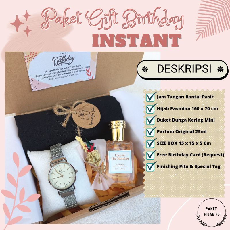 (MEDIUM HIJAB) Set Gift Box Hampers Cewek Birthday Pasmina